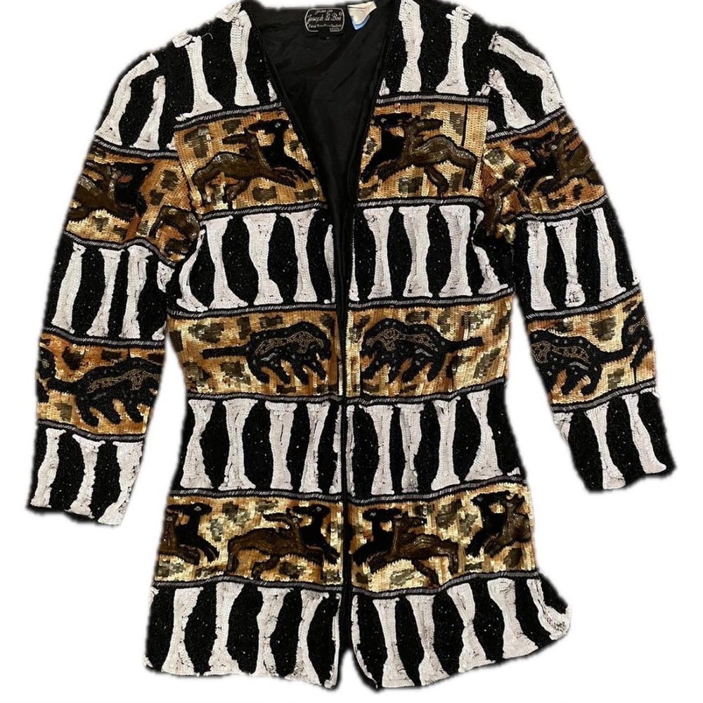 RARE Vintage Jean for Joseph Le Bon Sequin Animal Print Jacket